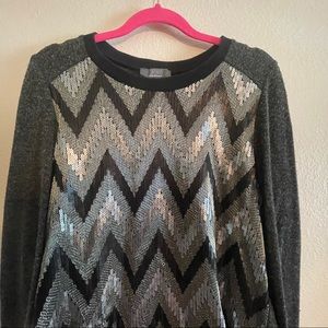 GRAY Saks Fifth Avenue Sequin Sweater Christmas Holiday Present Shopping! ❄️ ❄️
